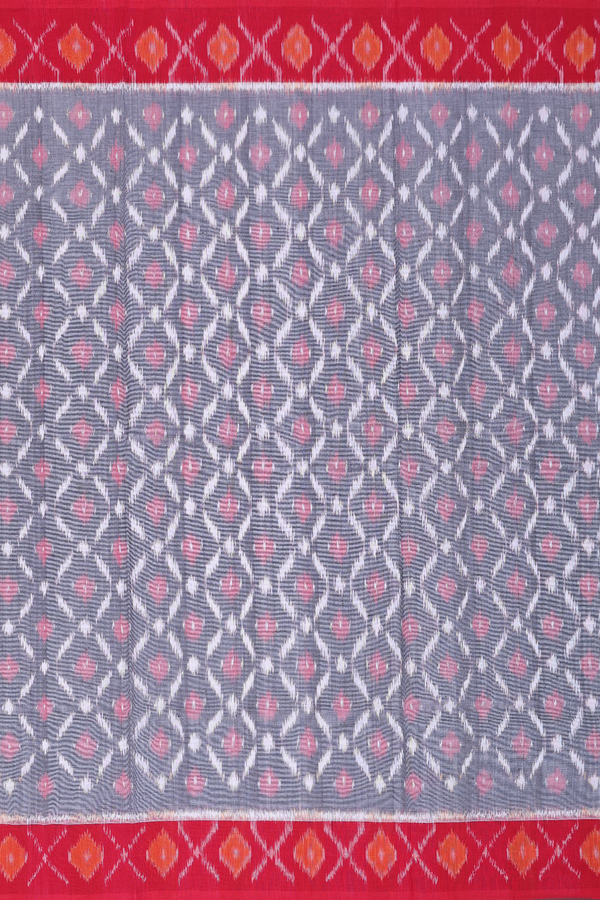 Pochampally Cotton Saree In Grey With Ogee Design
