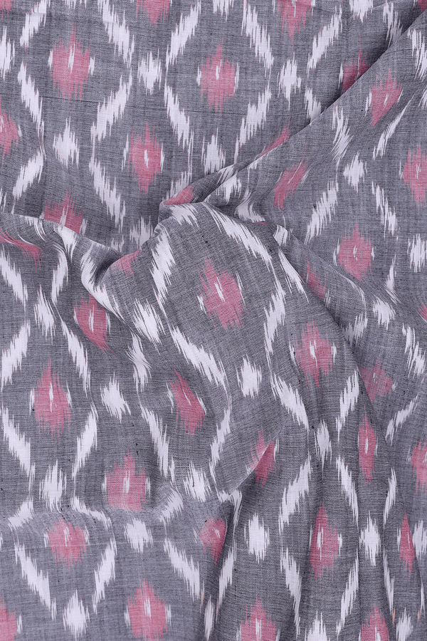 Pochampally Cotton Saree In Grey With Ogee Design