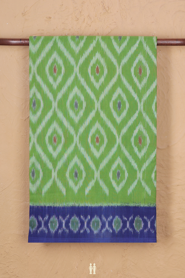 Pochampally Cotton Saree In Green With Ogee Design