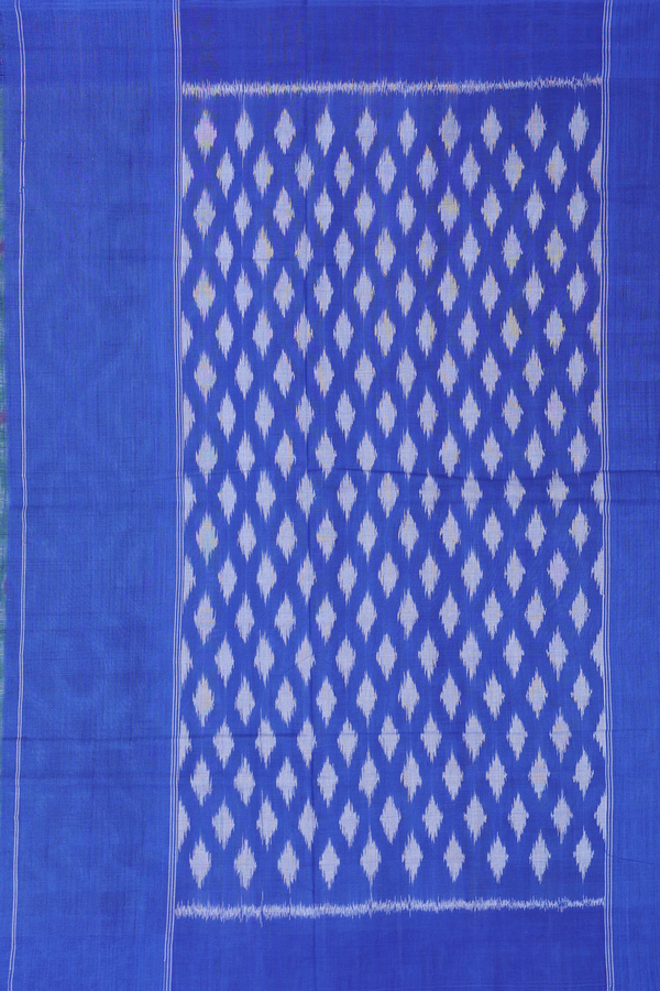 Pochampally Cotton Saree In Green With Ogee Design