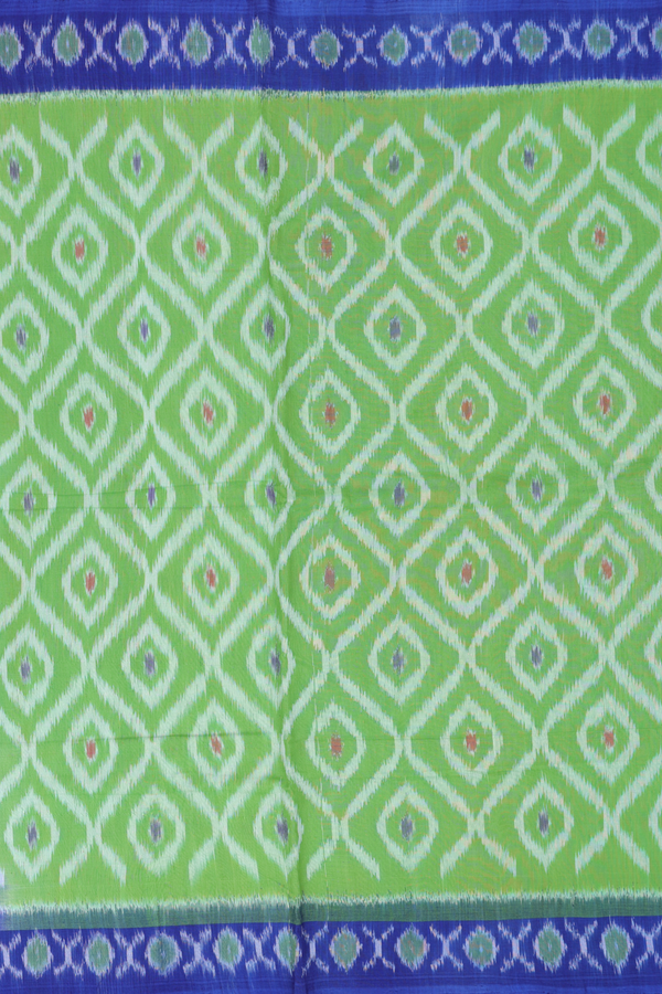 Pochampally Cotton Saree In Green With Ogee Design
