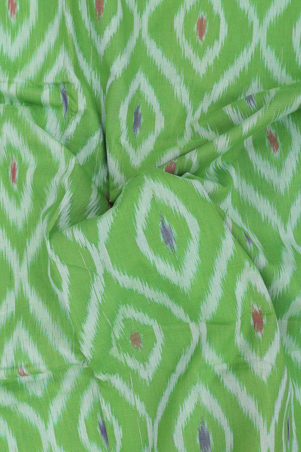 Pochampally Cotton Saree In Green With Ogee Design