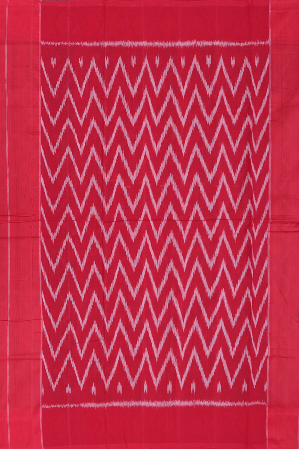 Pochampally Cotton Saree In Green With Diamond Design