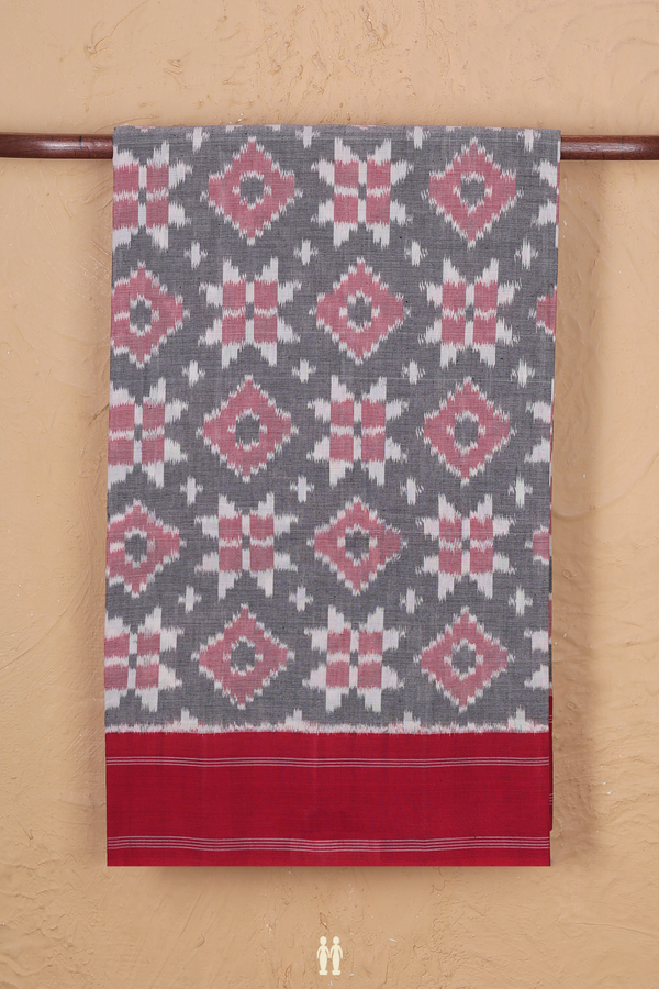 Pochampally Cotton Saree In Grey With Ikat Design