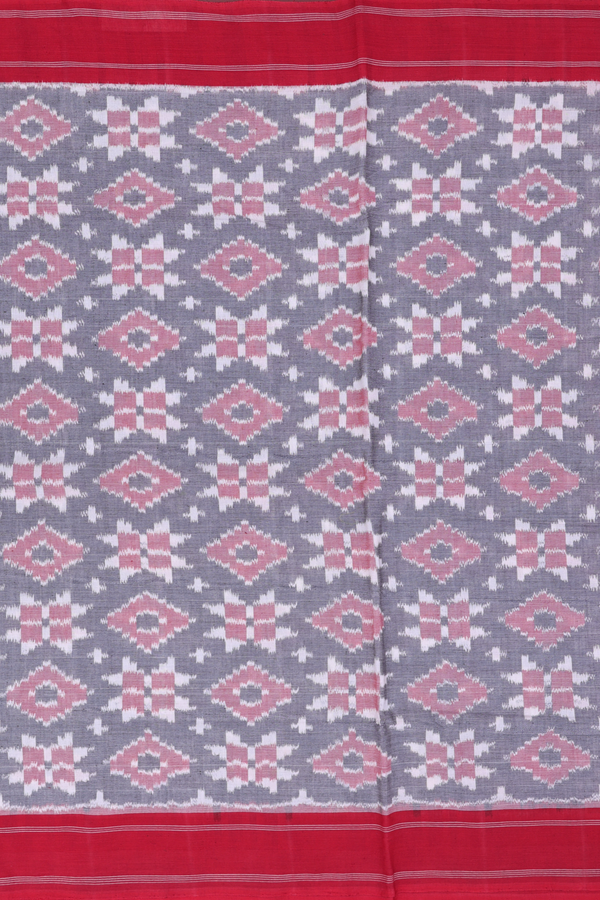 Pochampally Cotton Saree In Grey With Ikat Design