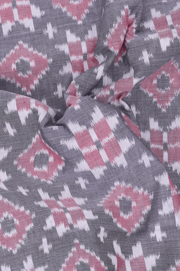 Pochampally Cotton Saree In Grey With Ikat Design