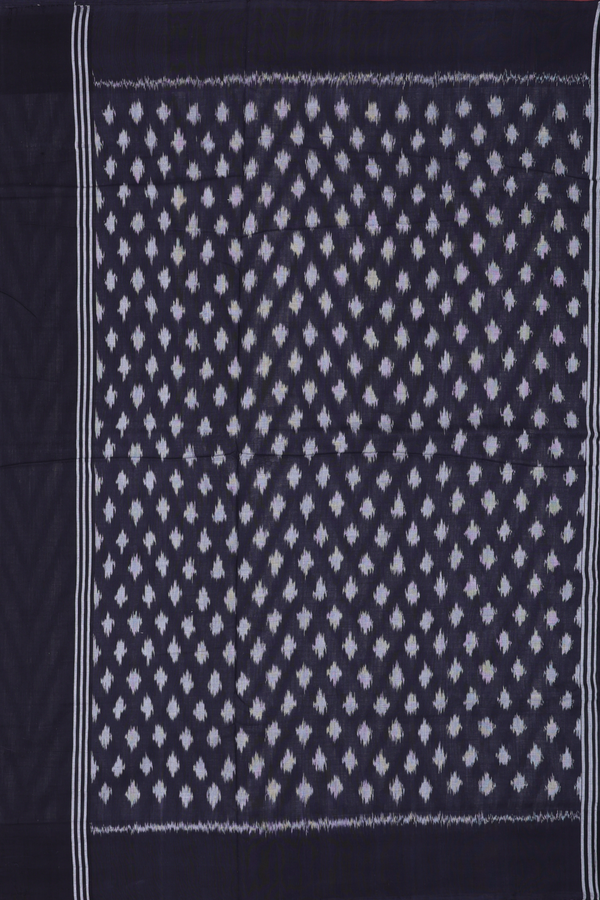 Pochampally Cotton Saree In White With Chevron Design