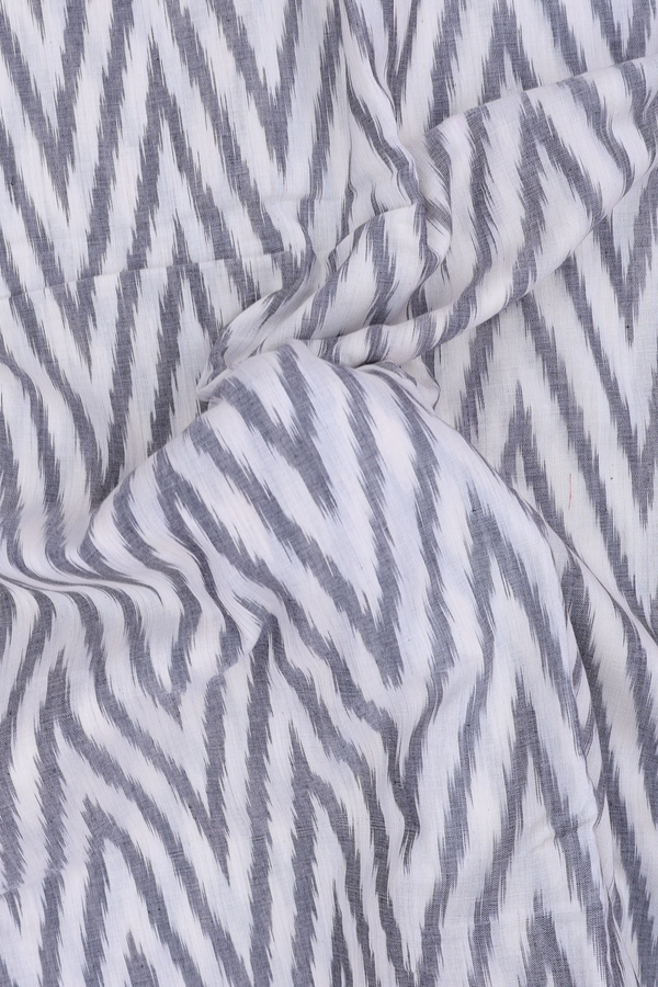 Pochampally Cotton Saree In White With Chevron Design