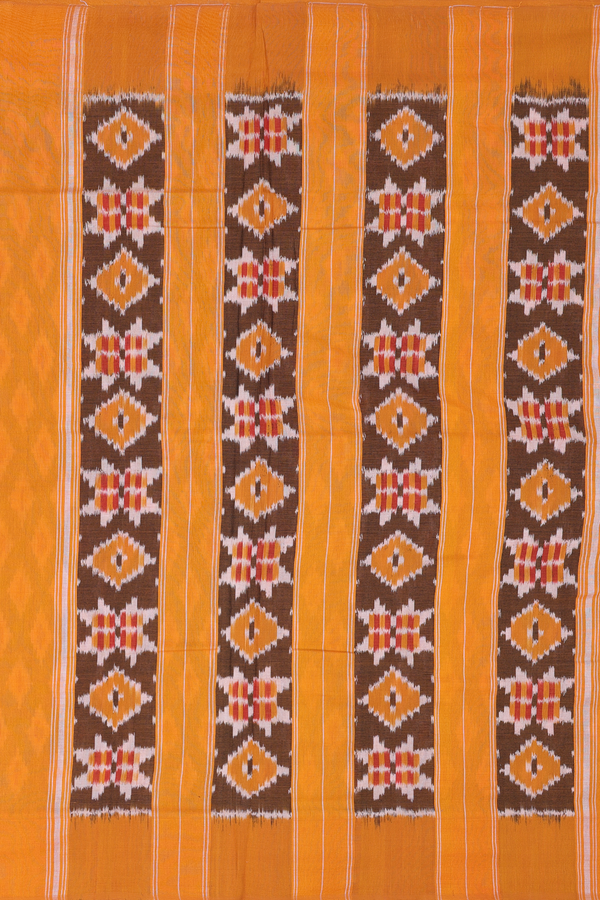 Pochampally Cotton Saree In Grey With Diamond Design