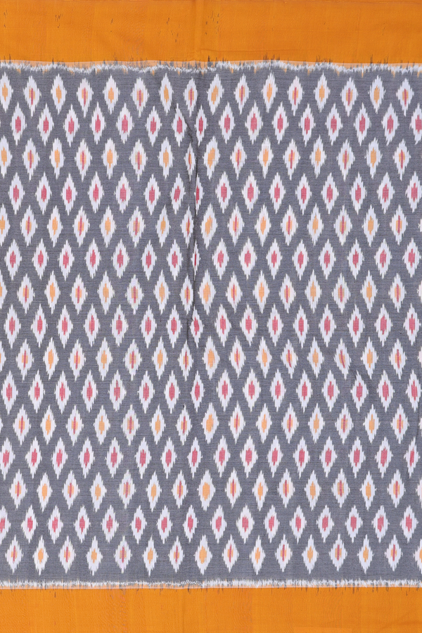 Pochampally Cotton Saree In Grey With Diamond Design
