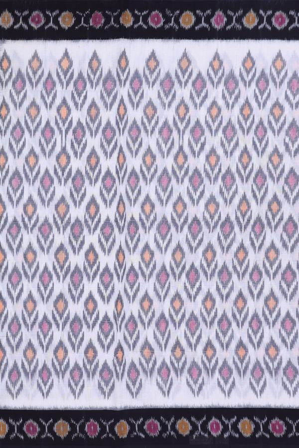 Pochampally Cotton Saree In White With Allover Design