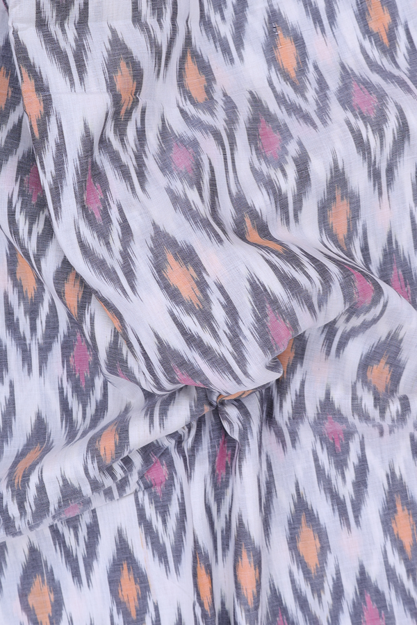 Pochampally Cotton Saree In White With Allover Design