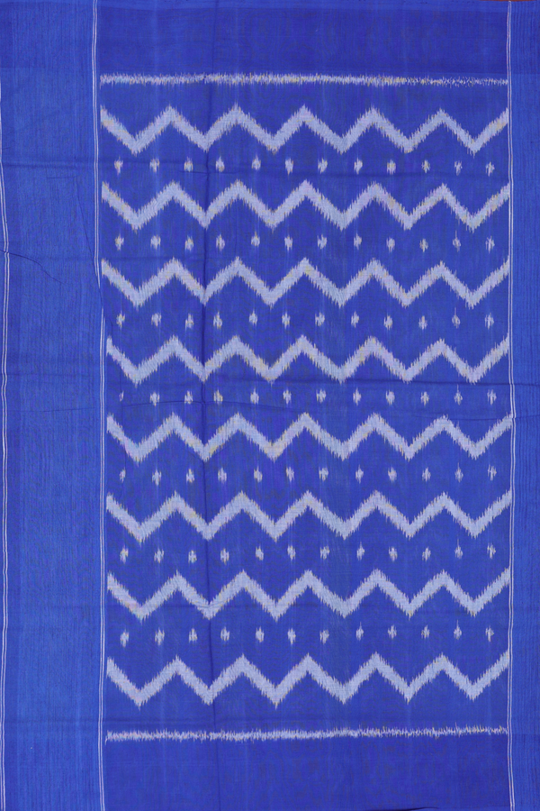 Pochampally Cotton Saree In Green With Chevron Design