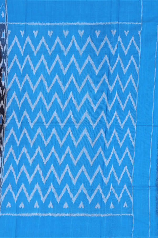 Pochampally Cotton Saree In Black With Chevron Design