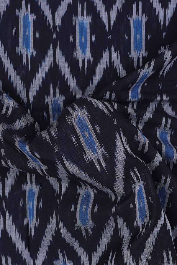 Pochampally Cotton Saree In Black With Chevron Design