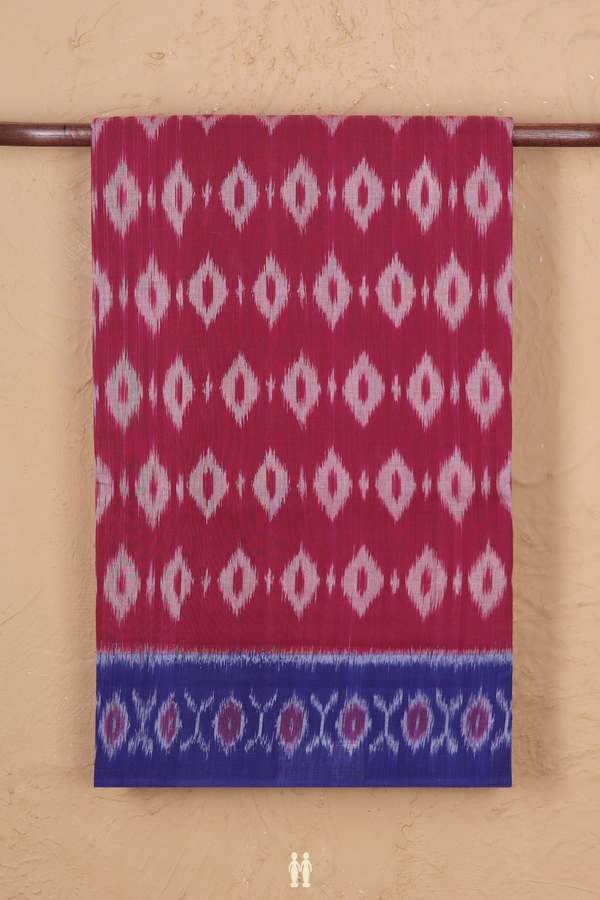 Pochampally Cotton Saree In Mulberry With Diamond Design