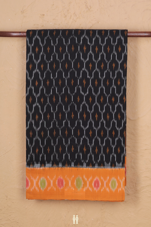 Pochampally Cotton Saree In Black With Allover Design