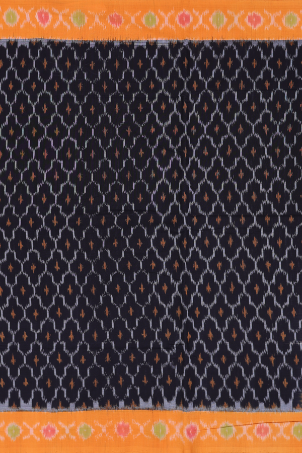 Pochampally Cotton Saree In Black With Allover Design