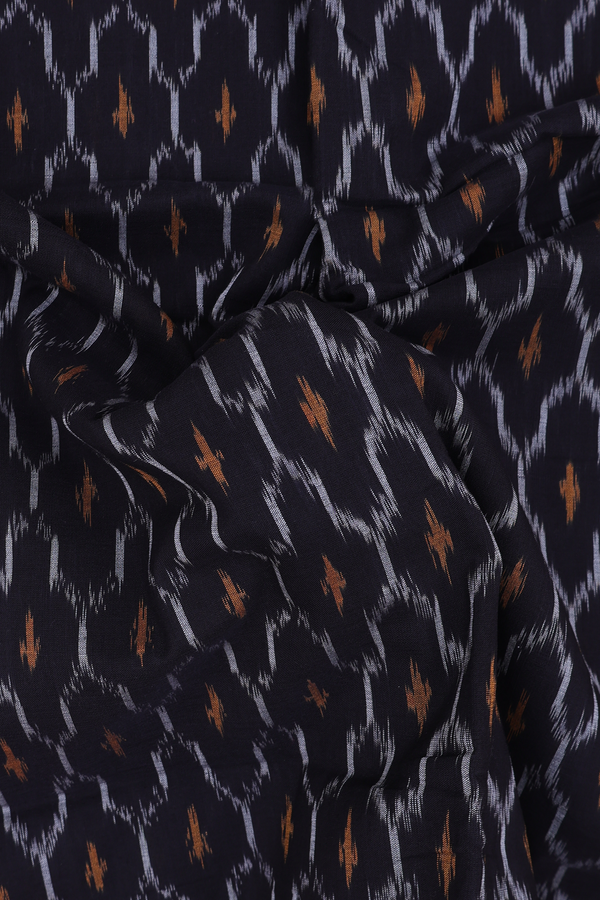 Pochampally Cotton Saree In Black With Allover Design