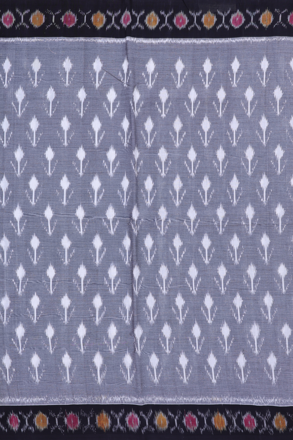 Pochampally Cotton Saree In Grey With Ikat Design