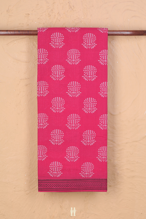 Mangalagiri Cotton Saree In Dark Pink With Printed Buttas