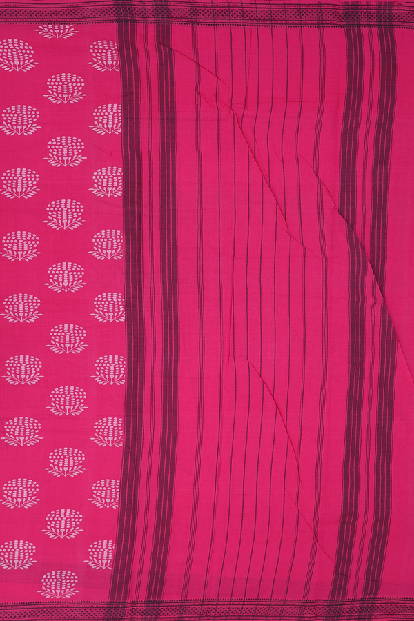 Mangalagiri Cotton Saree In Dark Pink With Printed Buttas