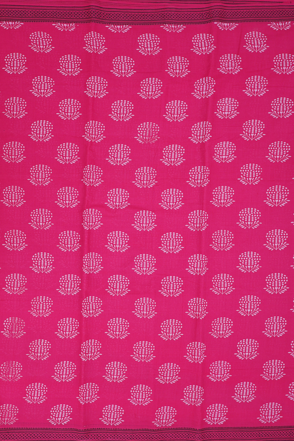 Mangalagiri Cotton Saree In Dark Pink With Printed Buttas