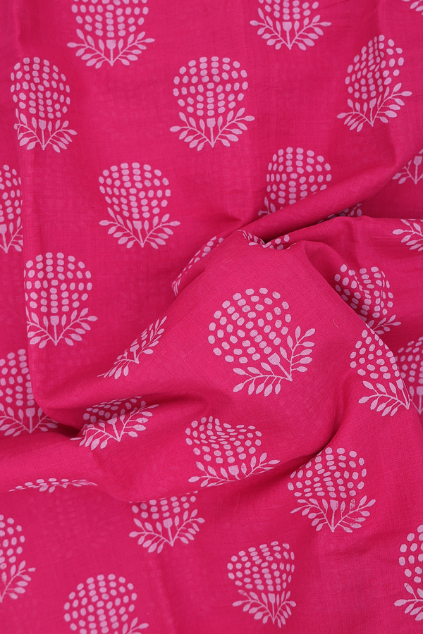 Mangalagiri Cotton Saree In Dark Pink With Printed Buttas