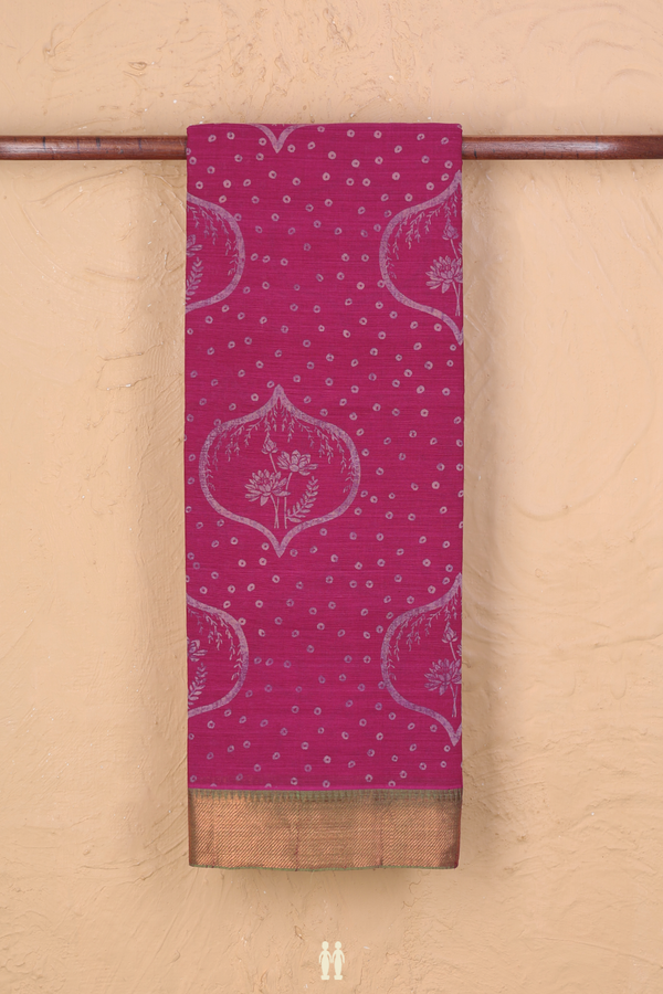 Mangalagiri Cotton Saree In Berry Purple With Ogee Motifs