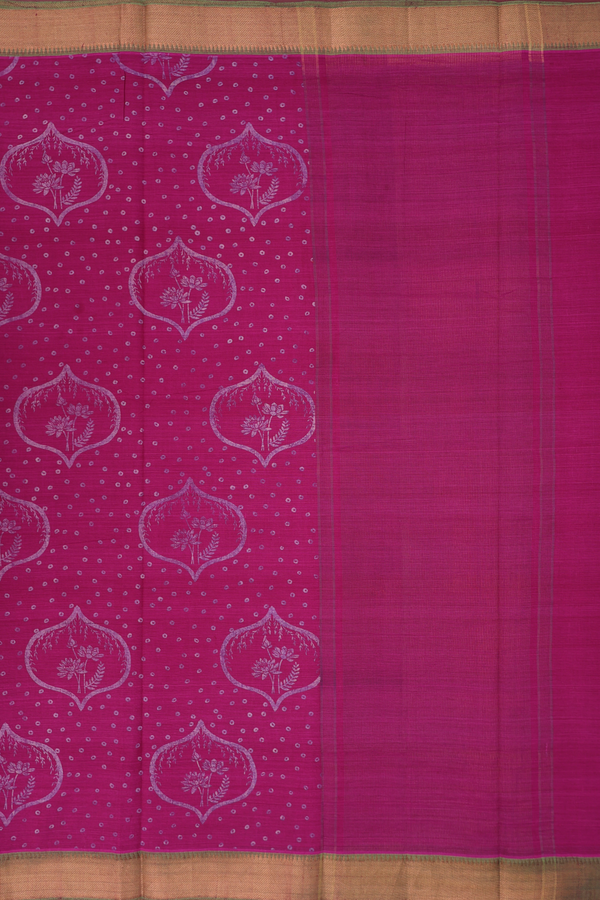 Mangalagiri Cotton Saree In Berry Purple With Ogee Motifs