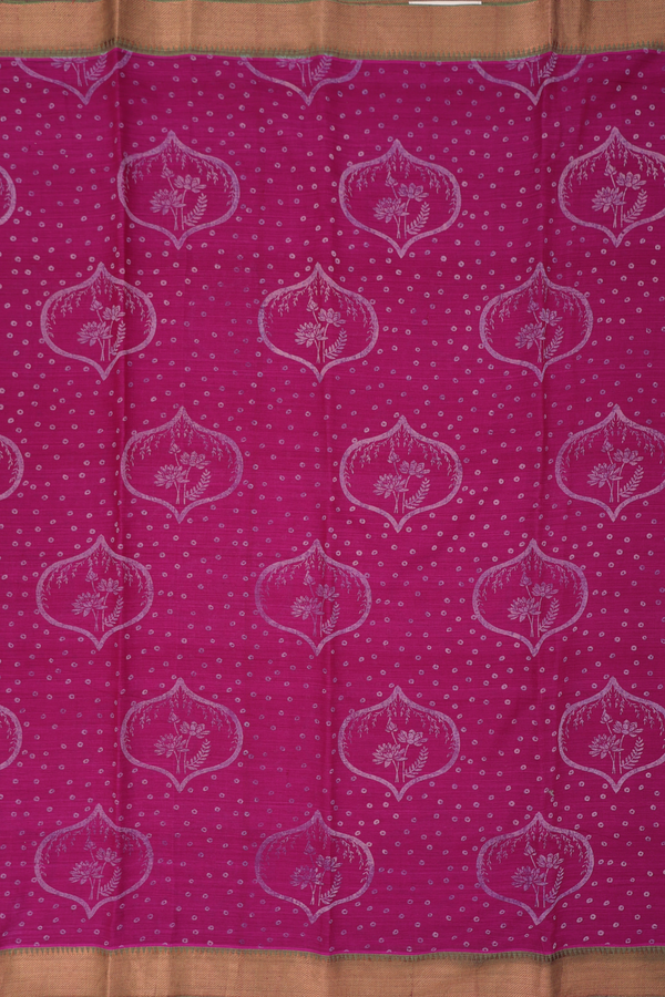 Mangalagiri Cotton Saree In Berry Purple With Ogee Motifs