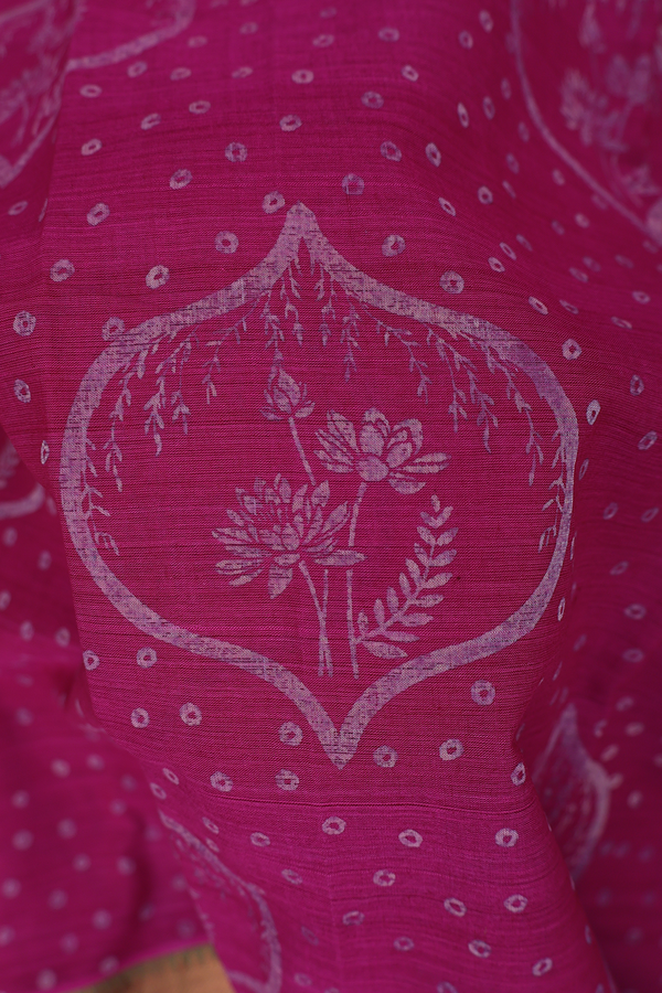 Mangalagiri Cotton Saree In Berry Purple With Ogee Motifs