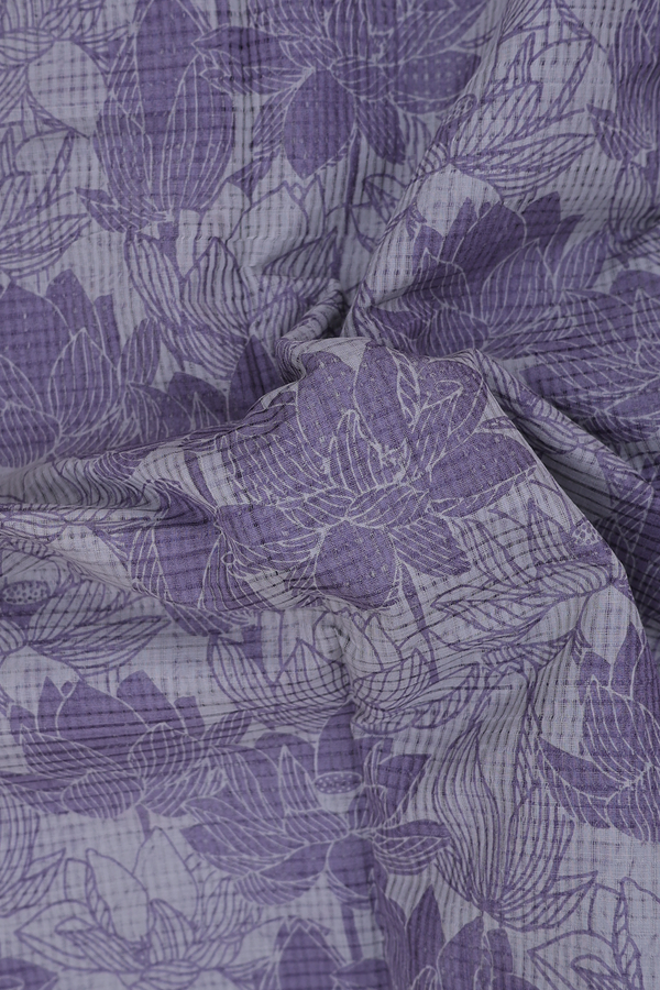 Printed Mangalagiri Cotton Saree In Grey With Floral Design