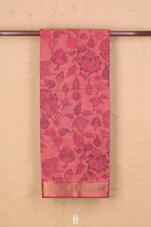 Mangalagiri Cotton Saree In Dual Tone With Floral Design