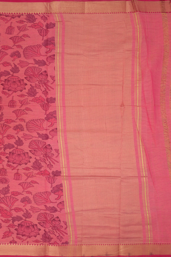 Mangalagiri Cotton Saree In Dual Tone With Floral Design