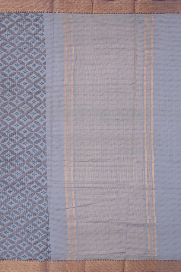 Mangalagiri Cotton Saree In Grey With Printed Design