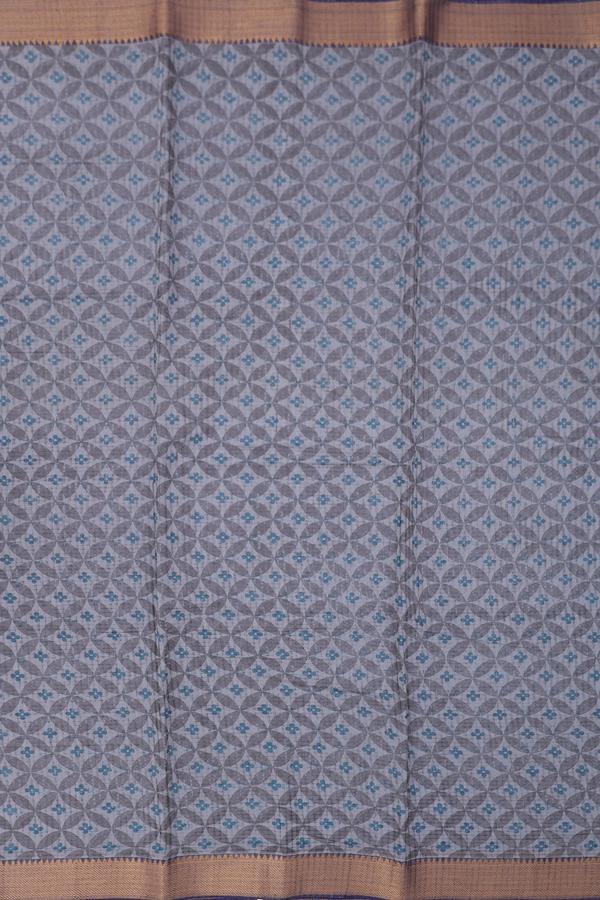 Mangalagiri Cotton Saree In Grey With Printed Design