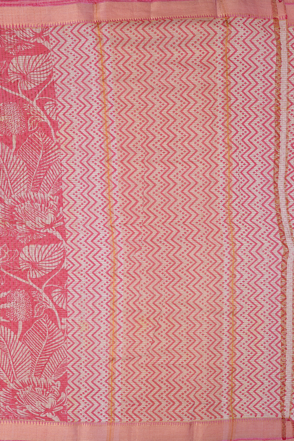 Mangalagiri Cotton Saree In Dusty Red With Printed Design
