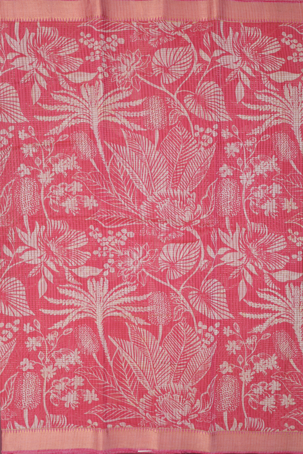 Mangalagiri Cotton Saree In Dusty Red With Printed Design