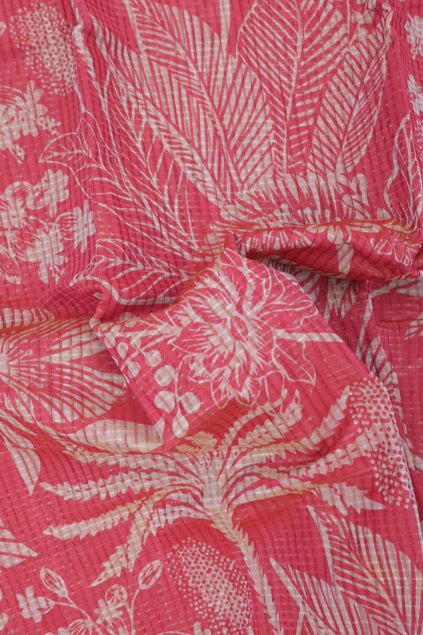 Mangalagiri Cotton Saree In Dusty Red With Printed Design