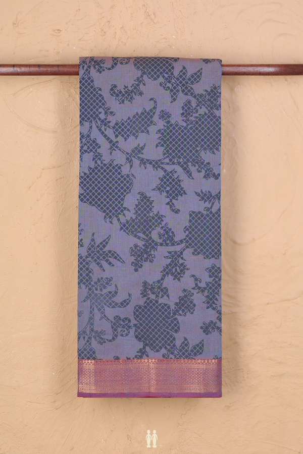 Mangalagiri Cotton Saree In Dual Tone With Printed Design