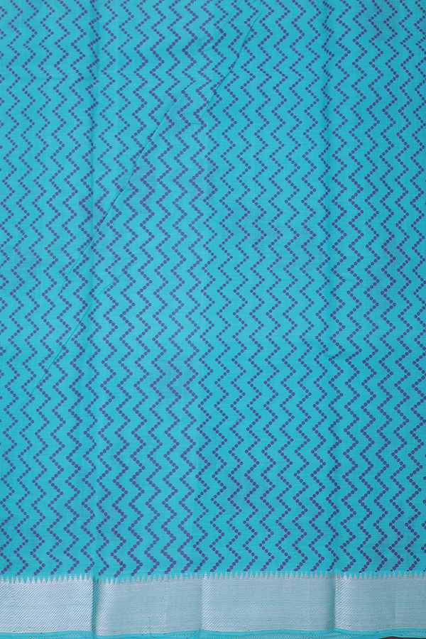 Mangalagiri Cotton Saree In Tiffany Blue With Floral Design