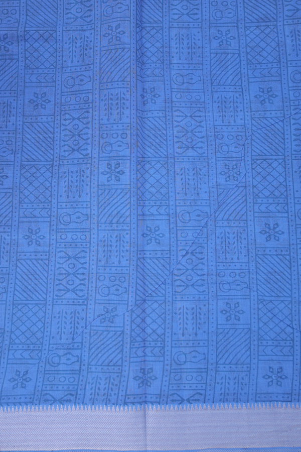 Mangalagiri Cotton Saree In Blue With Printed Design