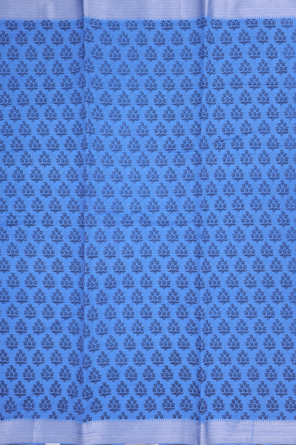 Mangalagiri Cotton Saree In Blue With Printed Design