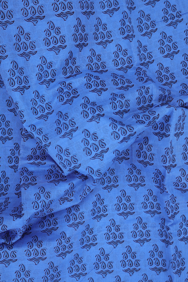 Mangalagiri Cotton Saree In Blue With Printed Design