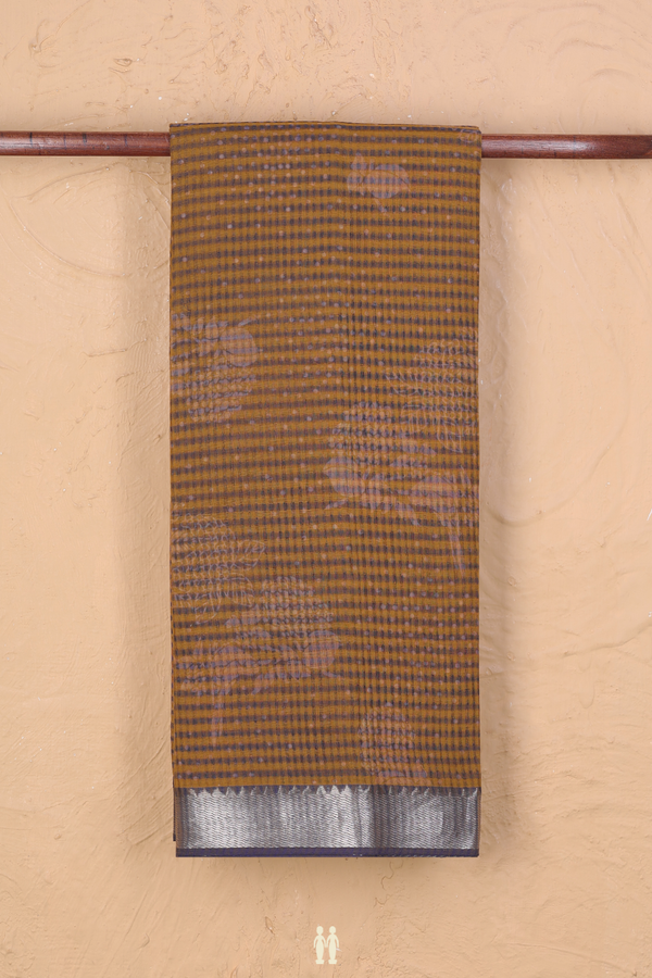 Mangalagiri Cotton Saree In Brown With Stripes Design