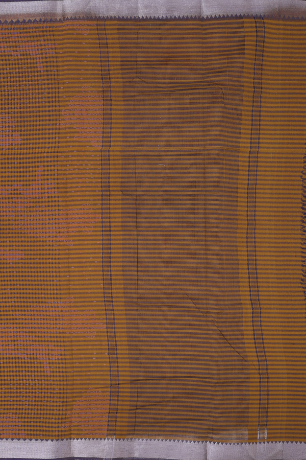 Mangalagiri Cotton Saree In Brown With Stripes Design