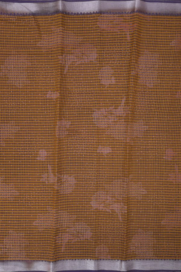 Mangalagiri Cotton Saree In Brown With Stripes Design