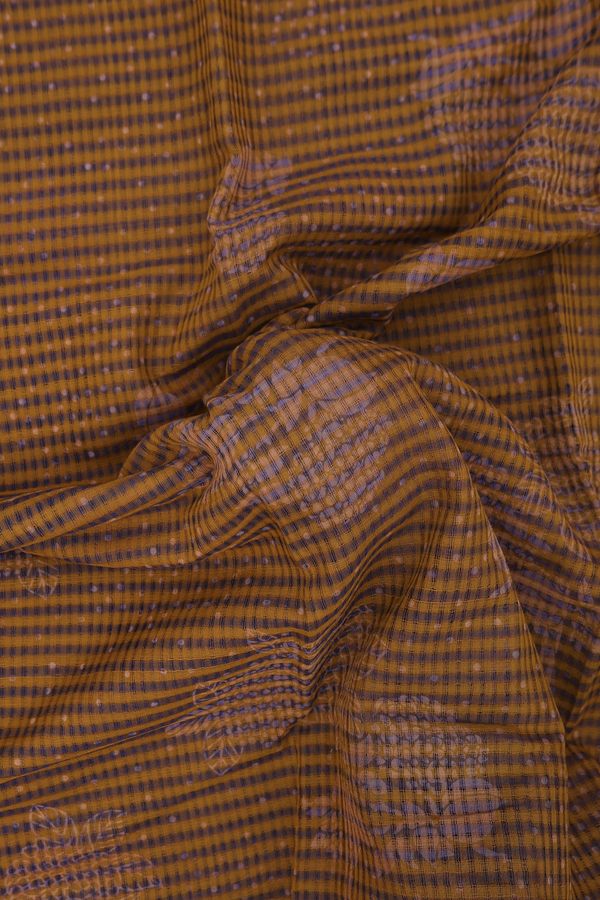 Mangalagiri Cotton Saree In Brown With Stripes Design