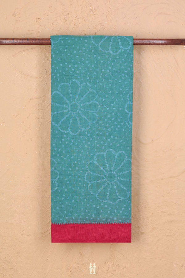 Mangalagiri Cotton Saree In Dusty Green With Printed Design